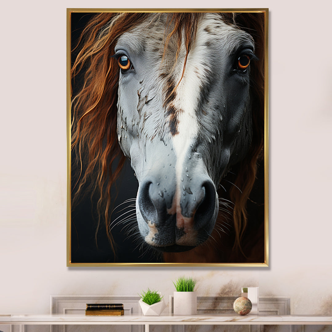 Grey Brown Horse Serenity - Horse Canvas Wall Art