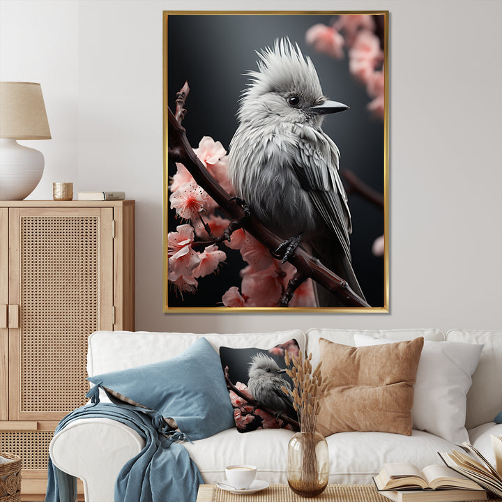 Grey Pink Animal Bird - Bird Floral Wall Decor
