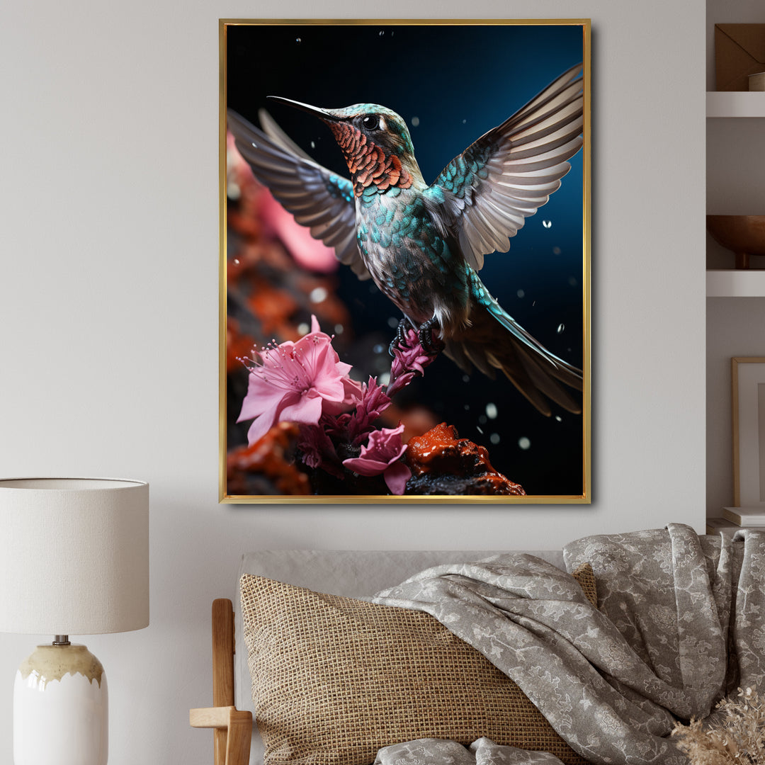 Teal Pink Animal Hummingbird - Hummingbird Wall Art Prints