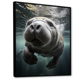 Grey Teal Animal Manatee - Manatee Wall Art Prints