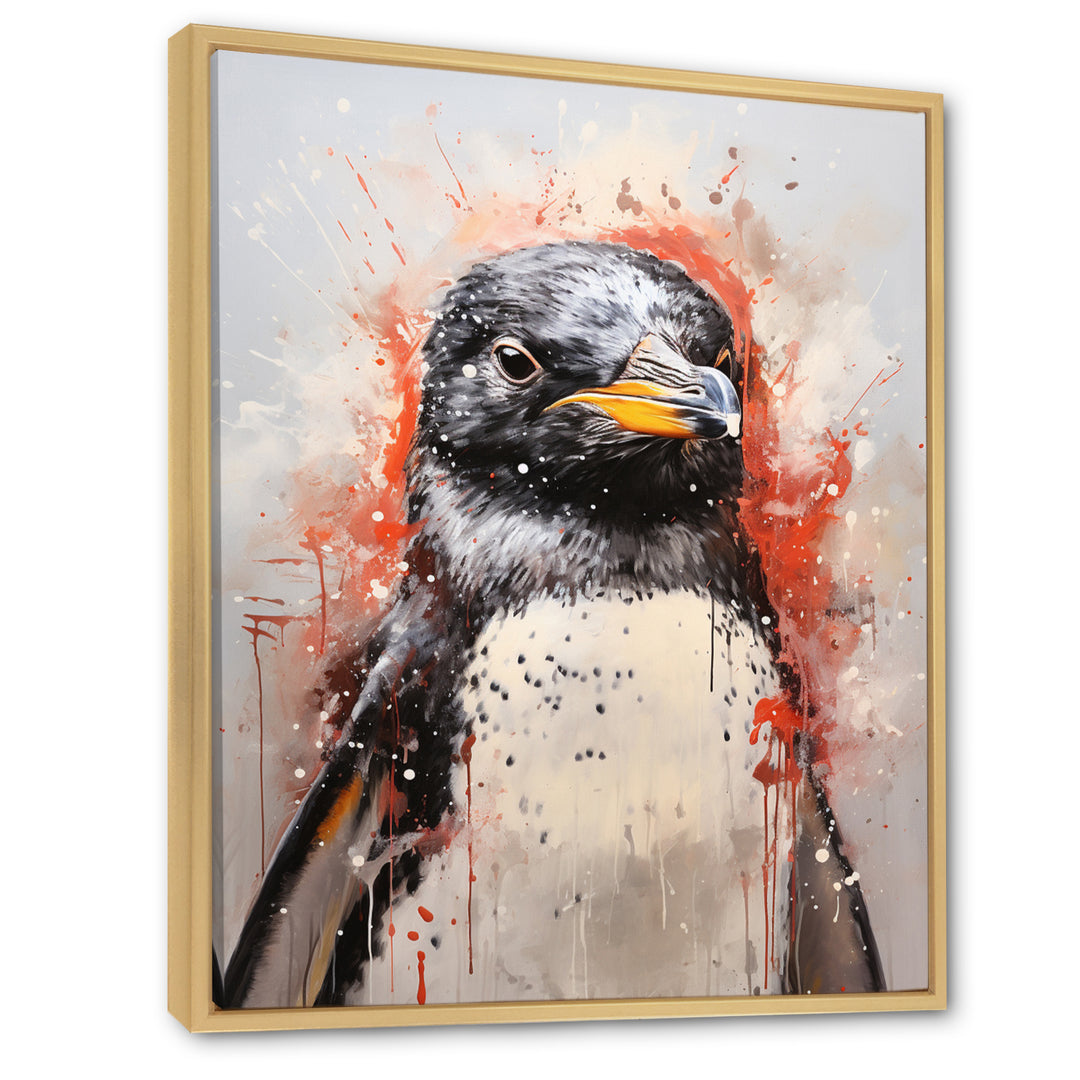 Cream Penguin Drips Portrait - Cream Penguin Wall Art