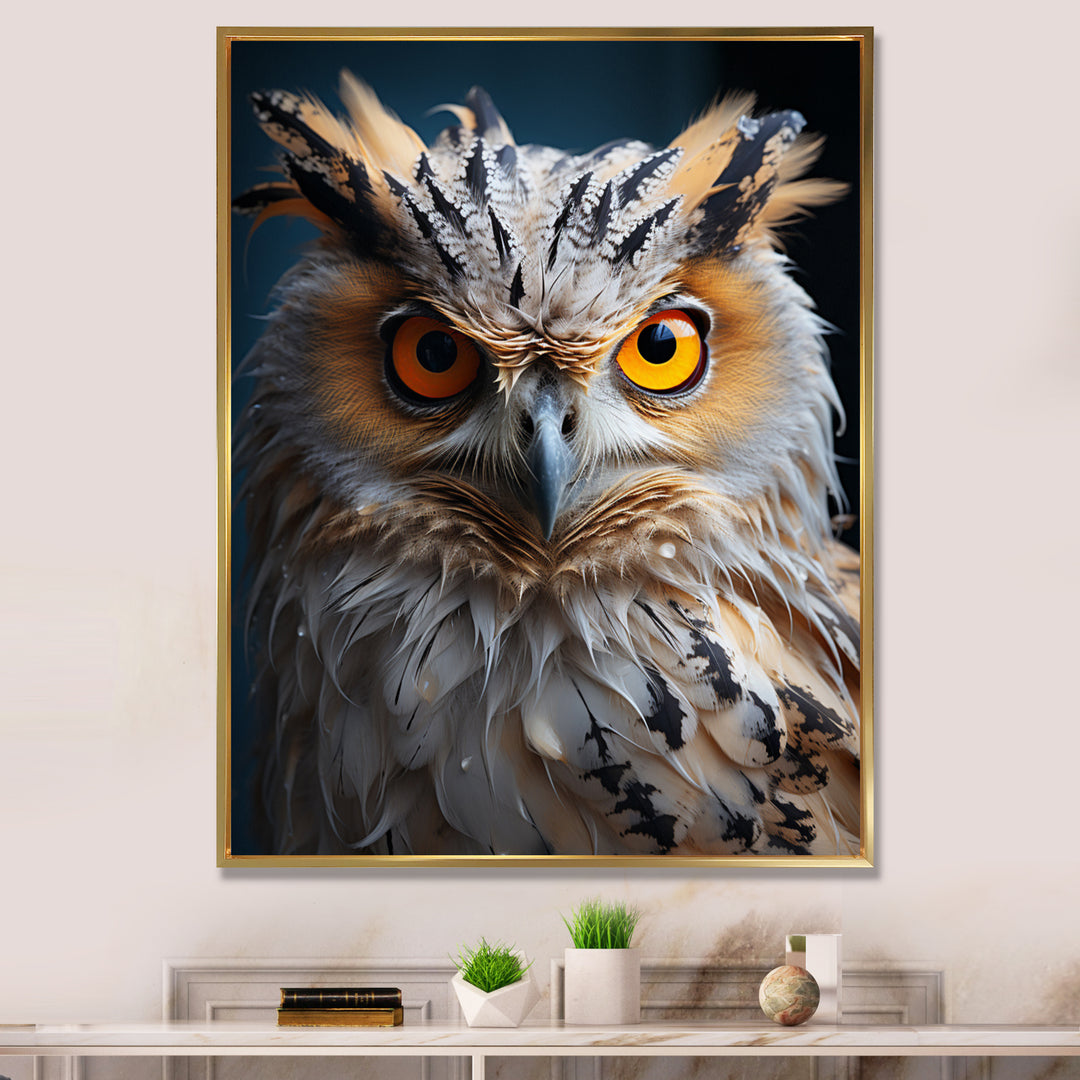 White Yellow Animal Owl - Owl Bedroom Wall Art