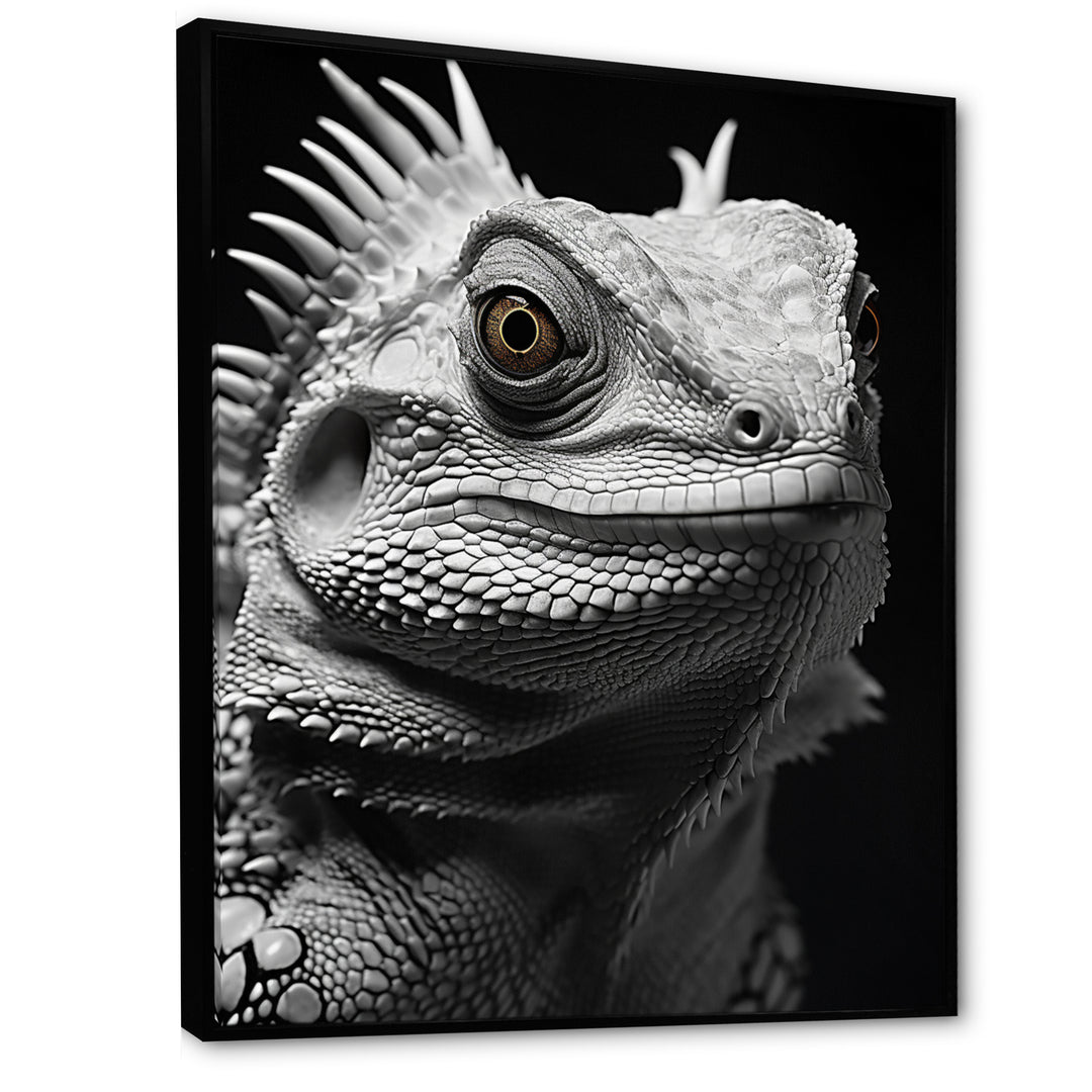 Grey Reptile Amphibian Portrait - Gray Reptile Wall Art