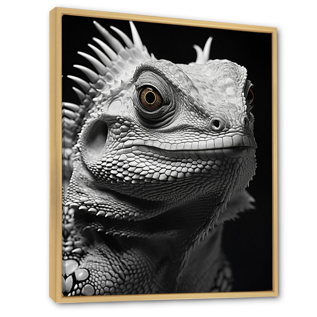 Grey Reptile Amphibian Portrait - Gray Reptile Wall Art