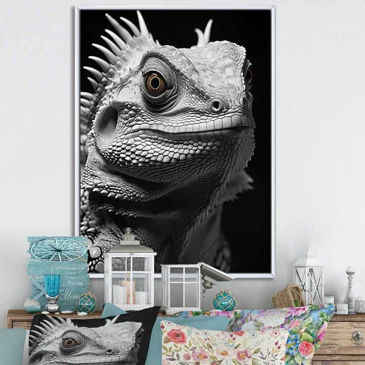 Grey Reptile Amphibian Portrait - Gray Reptile Wall Art