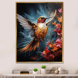 Teal Orange Animal Ruby Hummingbird Drips - Hummingbird Home Decor Art