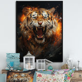 Brown Tiger Roaring Portrait - Tiger Canvas Wall Art