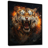 Brown Tiger Roaring Portrait - Tiger Canvas Wall Art
