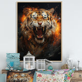 Brown Tiger Roaring Portrait - Tiger Canvas Wall Art