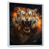 Brown Tiger Roaring Portrait - Tiger Canvas Wall Art