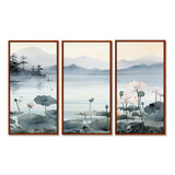 Asian Art Ink Lake I - 3-Piece Canvas Wall Art