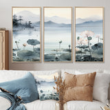 Asian Art Ink Lake I - 3-Piece Canvas Wall Art