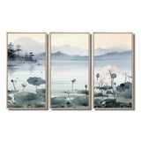 Asian Art Ink Lake I - 3-Piece Canvas Wall Art