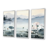 Asian Art Ink Lake I - 3-Piece Canvas Wall Art