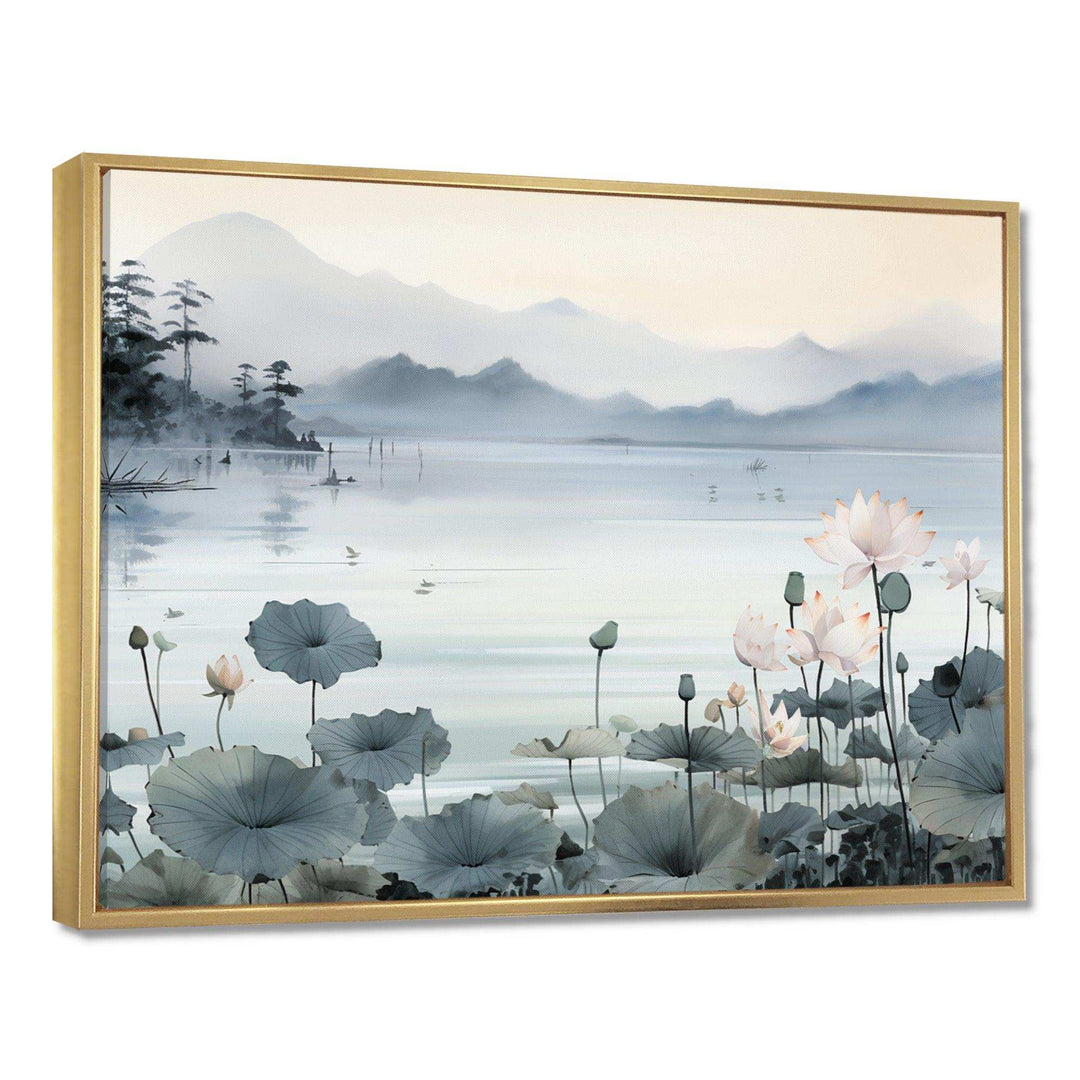 Asian Art Ink Lake I - People Canvas Wall Art