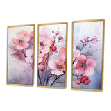 Asian Art Pansies Flowers IV - Canvas Multipanels Set of 3