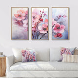 Asian Art Pansies Flowers IV - Canvas Multipanels Set of 3