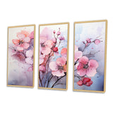 Asian Art Pansies Flowers IV - Canvas Multipanels Set of 3