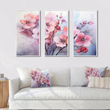 Asian Art Pansies Flowers IV - Canvas Multipanels Set of 3
