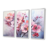 Asian Art Pansies Flowers IV - Canvas Multipanels Set of 3