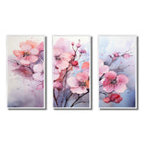 Asian Art Pansies Flowers IV - Canvas Multipanels Set of 3