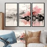 Asian Art Sumi Lake III - Canvas Wall Art Sets