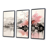 Asian Art Sumi Lake III - Canvas Wall Art Sets