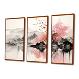 Asian Art Sumi Lake III - Canvas Wall Art Sets