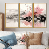 Asian Art Sumi Lake III - Canvas Wall Art Sets