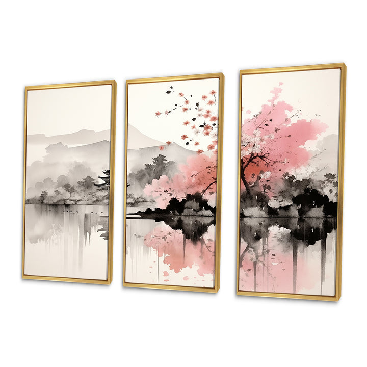 Asian Art Sumi Lake III - Canvas Wall Art Sets