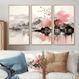 Asian Art Sumi Lake III - Canvas Wall Art Sets