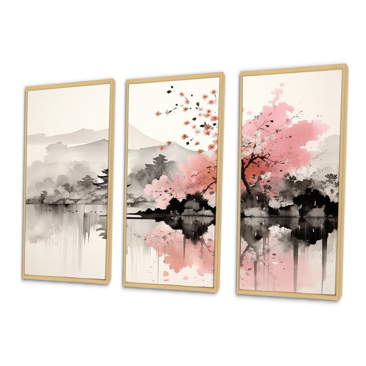 Asian Art Sumi Lake III - Canvas Wall Art Sets