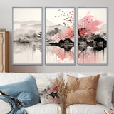Asian Art Sumi Lake III - Canvas Wall Art Sets