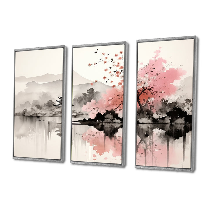 Asian Art Sumi Lake III - Canvas Wall Art Sets