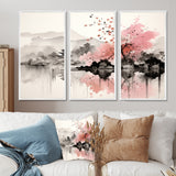 Asian Art Sumi Lake III - Canvas Wall Art Sets
