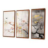 Asian Art Sumi Blossom I - 3-Piece Canvas Wall Art