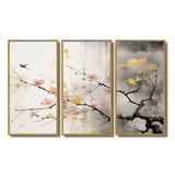 Asian Art Sumi Blossom I - 3-Piece Canvas Wall Art