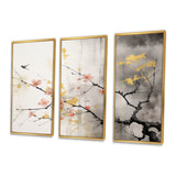 Asian Art Sumi Blossom I - 3-Piece Canvas Wall Art