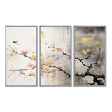 Asian Art Sumi Blossom I - 3-Piece Canvas Wall Art