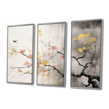 Asian Art Sumi Blossom I - 3-Piece Canvas Wall Art