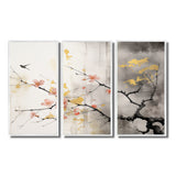 Asian Art Sumi Blossom I - 3-Piece Canvas Wall Art
