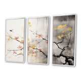 Asian Art Sumi Blossom I - 3-Piece Canvas Wall Art