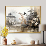 Asian Art Sumi Bird Serenity I - People Canvas Wall Art