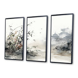 Asian Art Sumi Bird Serenity XIII - Canvas Wall Art Sets