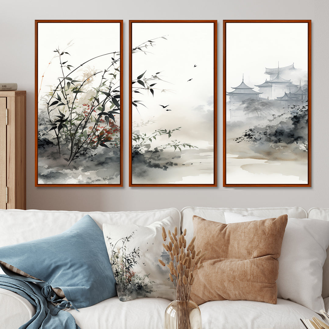 Asian Art Sumi Bird Serenity XIII - Canvas Wall Art Sets