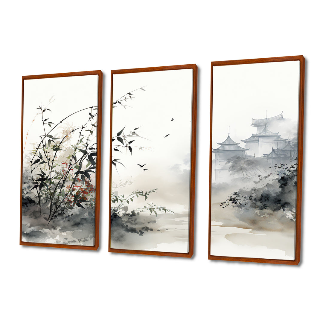 Asian Art Sumi Bird Serenity XIII - Canvas Wall Art Sets