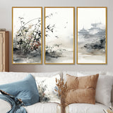 Asian Art Sumi Bird Serenity XIII - Canvas Wall Art Sets