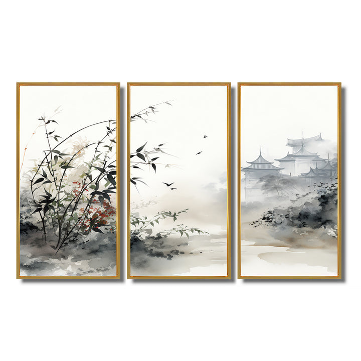 Asian Art Sumi Bird Serenity XIII - Canvas Wall Art Sets