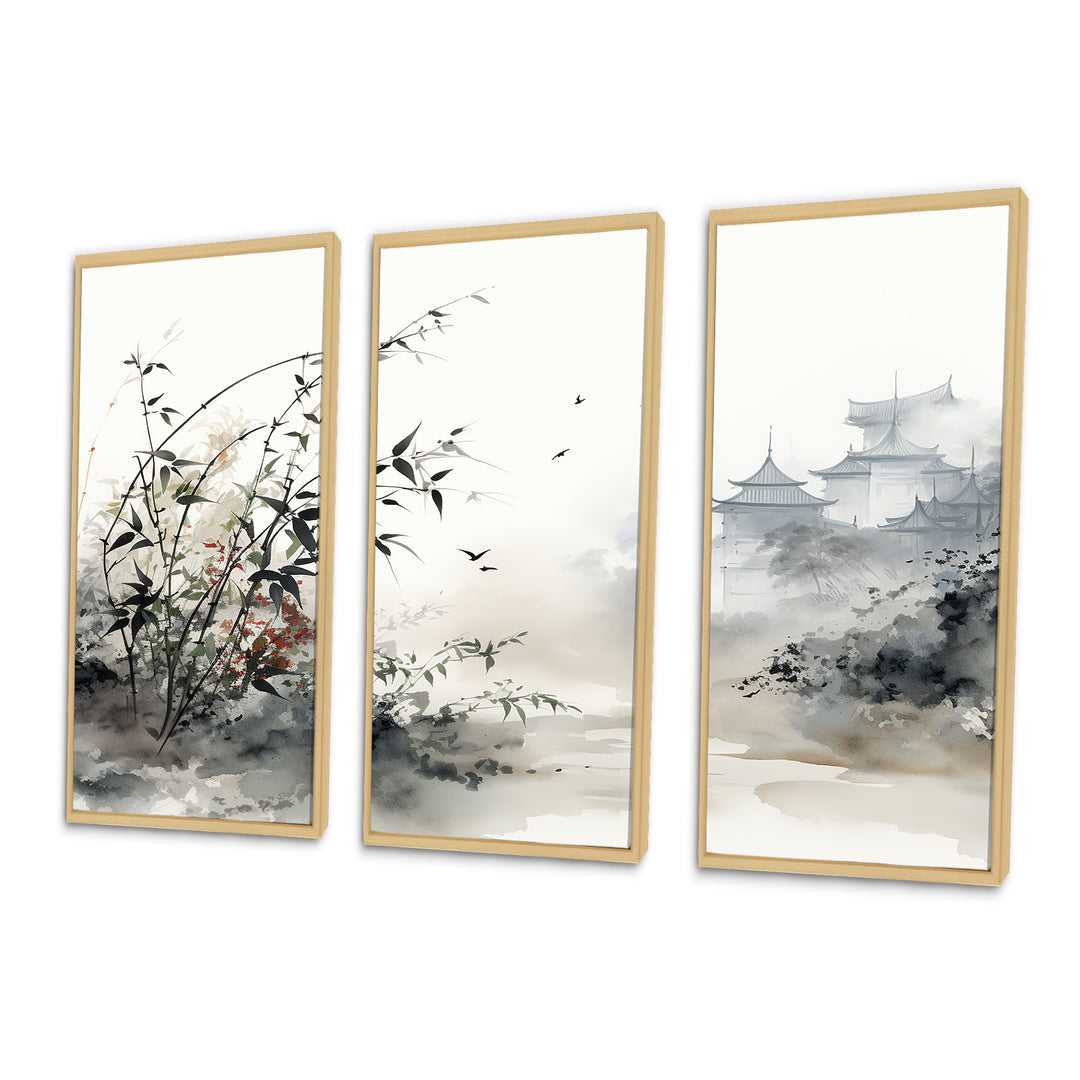 Asian Art Sumi Bird Serenity XIII - Canvas Wall Art Sets