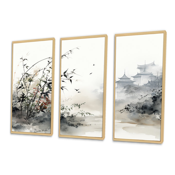 Asian Art Sumi Bird Serenity XIII - Canvas Wall Art Sets